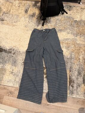 Cider Blue Patterned Wide-Leg Trousers